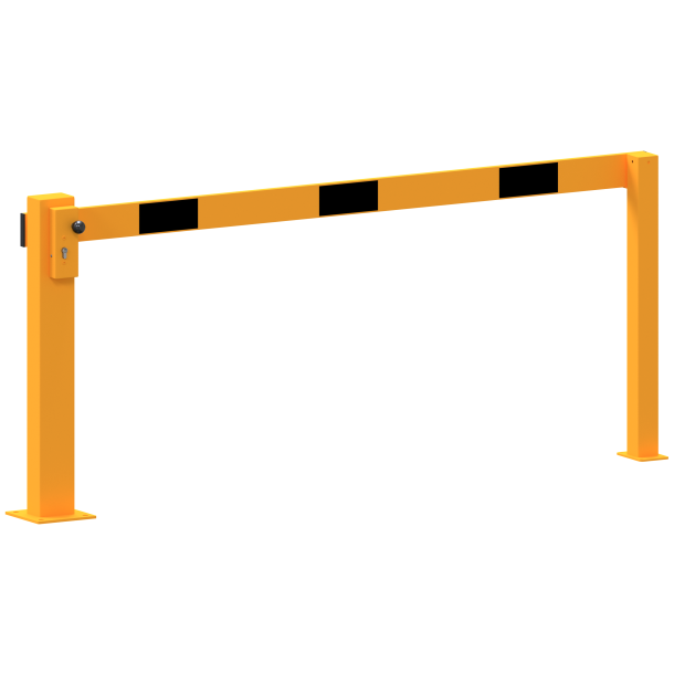 Compact hand barrier | without fixed support post | clear width: 2000 mm | with profile cylinder lock | hot-dip galvanized and coated yellow / black